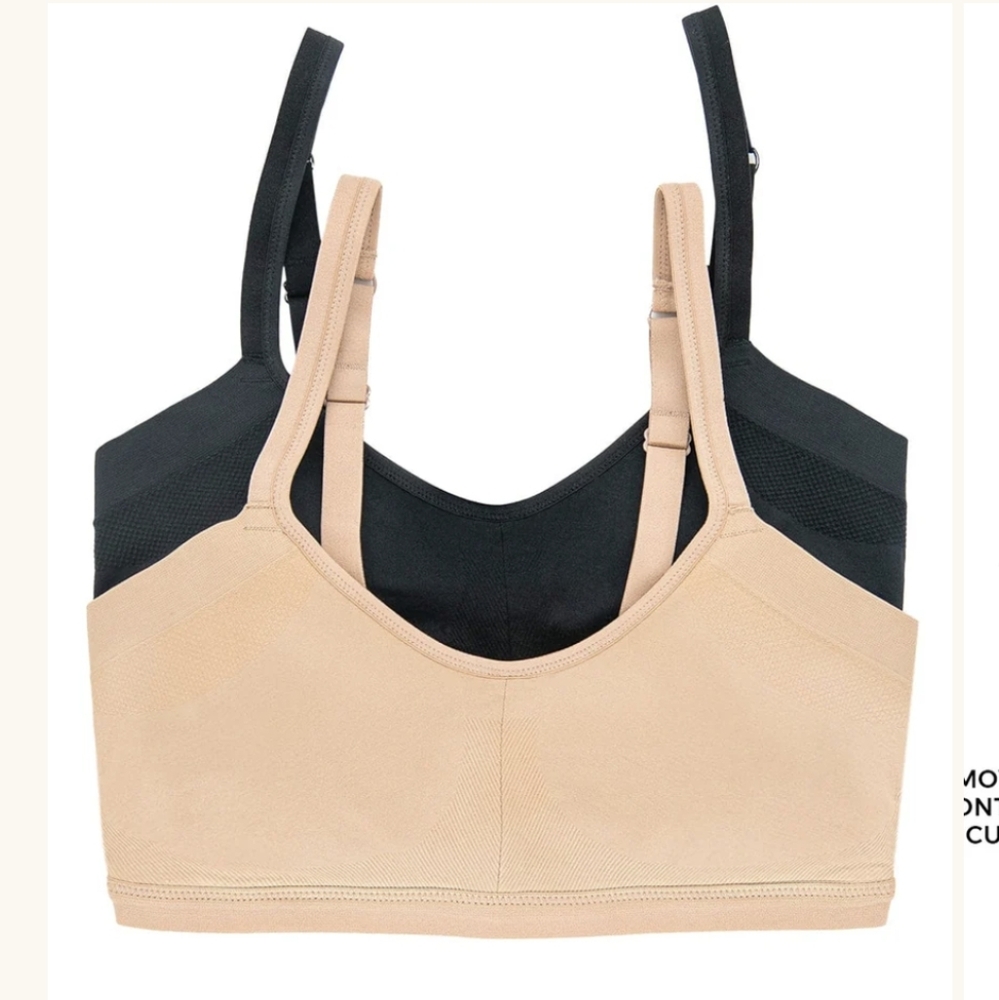 Felina Wireless Seamless Side Smoothing Bra 2-Pack - Nude and Black